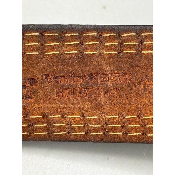 L.L. Bean Brown Leather Belt W/ Brass Buckle Size 38 - Picture 5 of 7